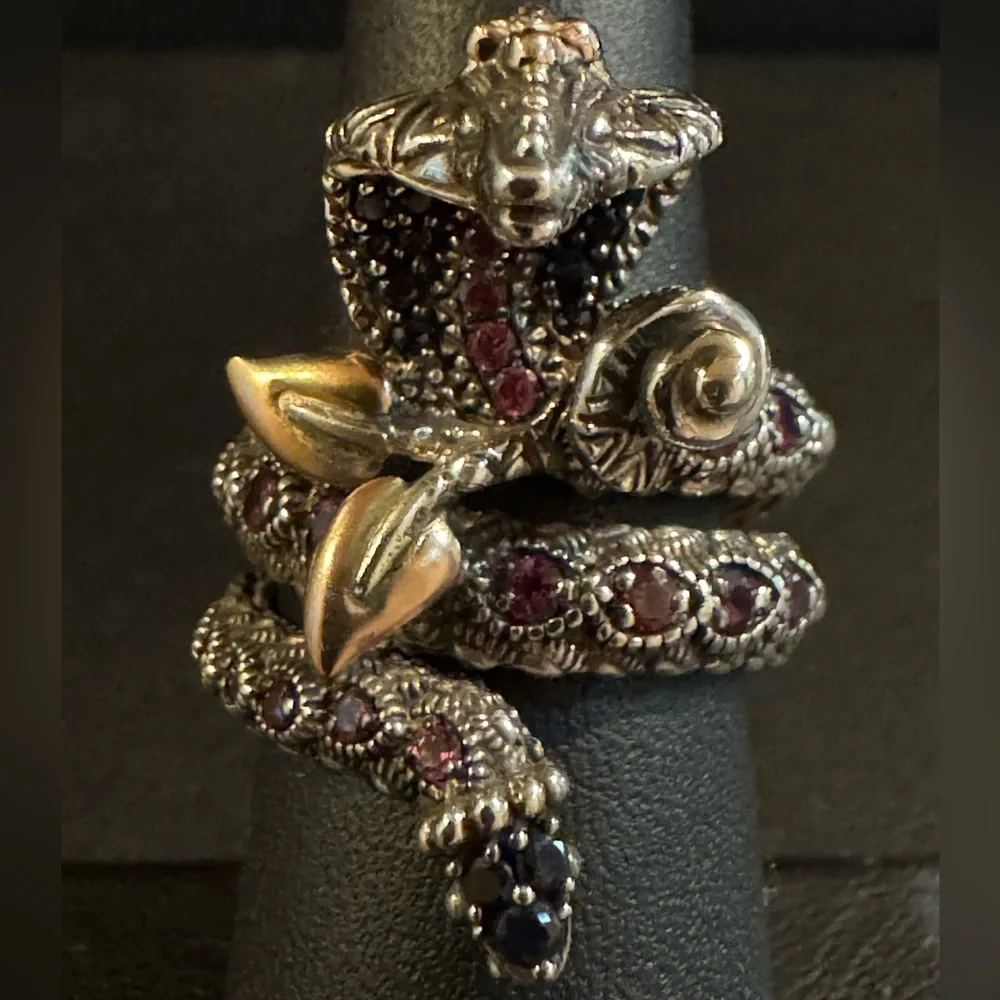 Barbara Bixby Sterling & 18k Multi-Gemstone Cobra Ring - Picture 5 of 11